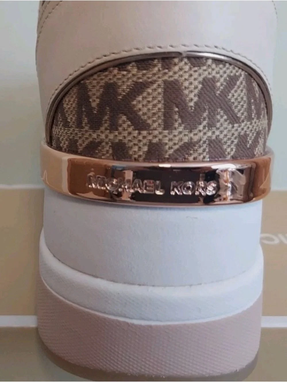MICHAEL KORS Cream and Rose Gold Platform Lace-Up Sneakers